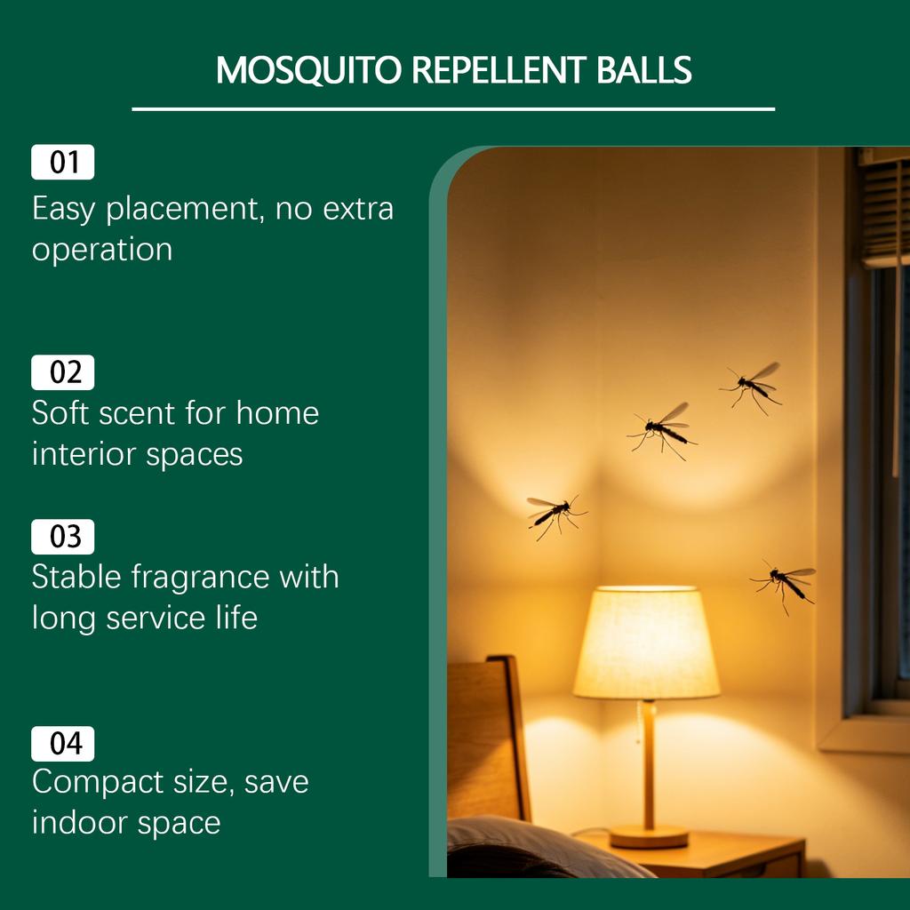Mosquito Repellent Balls Natural Insect Repellent for Indoor and Outdoor Use Long Lasting Protection Against Mosquitoes and Bugs 12 Pieces Pack