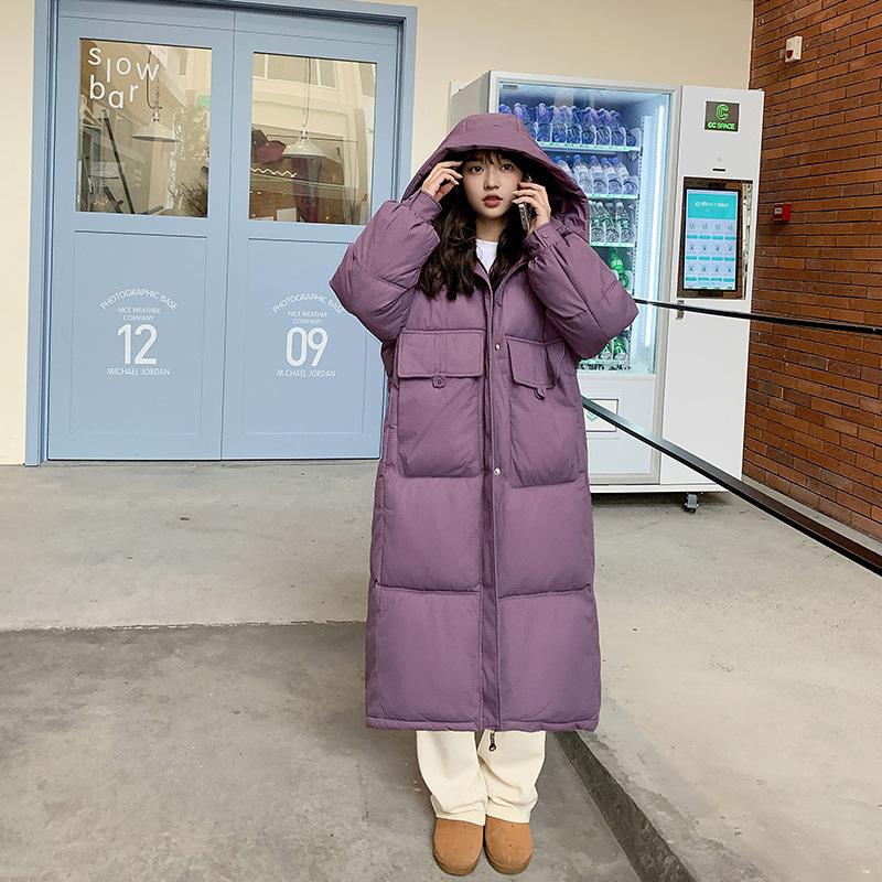 

Пуховик и хлопковая куртка женская зима 2025 новая корейская версия свободный средней длины ниже колена утолщенная модная куртка L фиолетовый
