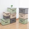 Linen-Like Fabric Storage Box Foldable Storage Box For Books And Toys Dustproof Storage Box With Lid