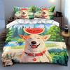 Smiling dog outdoors. Bedding Duvet cover sets Duvet covers Pillowcases gifts (1 * Duvet Cover 2 * Pillowcases, without duvet insert)
