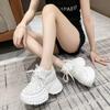 Fashion 10CM Women Autumn Breathable Mesh Microfiber Sneakers High Platform Wedge Shoes Fashion Women Lace-up Chunky Sports Dad Shoes