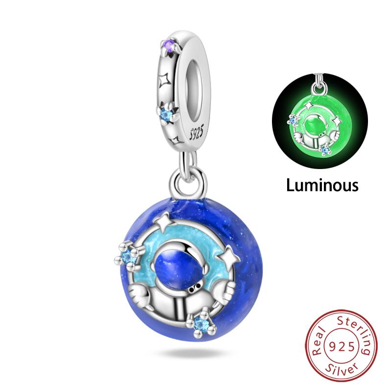 100% Copper Luminous Rabbit Astronaut Planet Spaceship Charms Beads Fit Diy Original Bracelets Necklace Jewelry