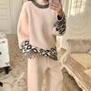 Retro rhombus jacquard half fleece winter new fleece thickened lazy sweater set large size loungewear