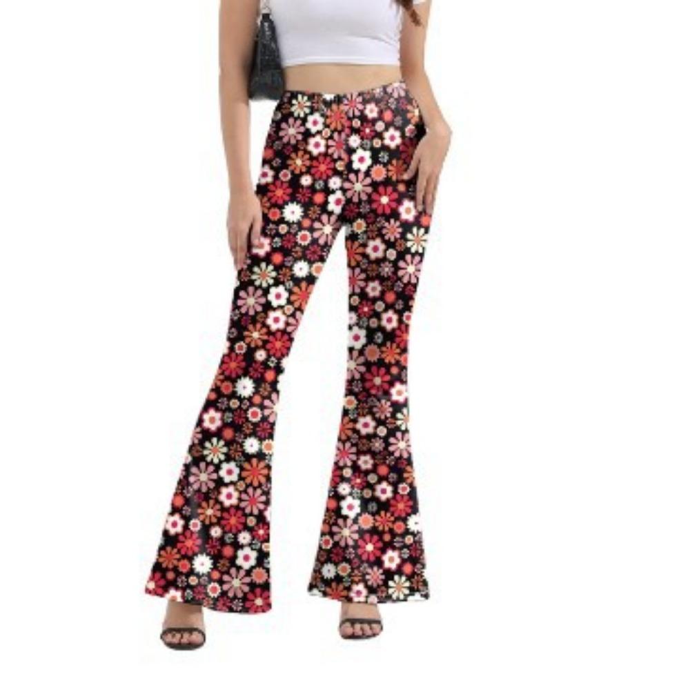 GMXIA Spring/Summer Trend Skinny Wrap Hip Retro Print Tide Micro Flare Trousers