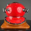 45.72 cm Red Deep Sea Scuba Divers Diving Helmet with Wooden Base Marine Nautical Boston Scuba Diving Helmet Best gift Item