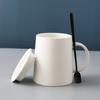 Retro Style Personalized Frosted Ceramic Mug Japanese Home Black Breakfast Cup with Lid and Spoon Office Mugs