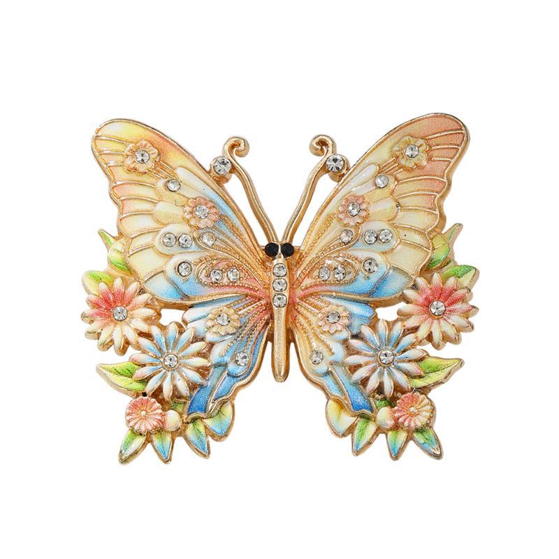 1Pcs Unisex 8-Color Flowers Insects Party Office Brooch Pin Beautiful Butterfly Brooches For Women Gifts Diy Decoration