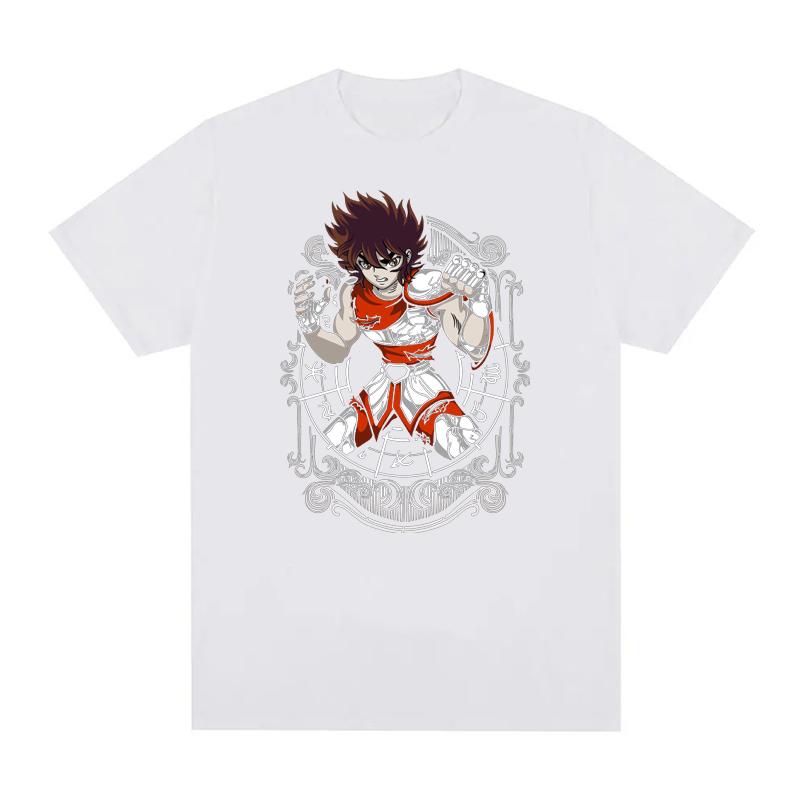 Summer Print  Anime  T Shirts Men Women Saint Seiya O Neck 100% Cotton Unisex Tops EU Size Harajuku Tops Boys Clothes