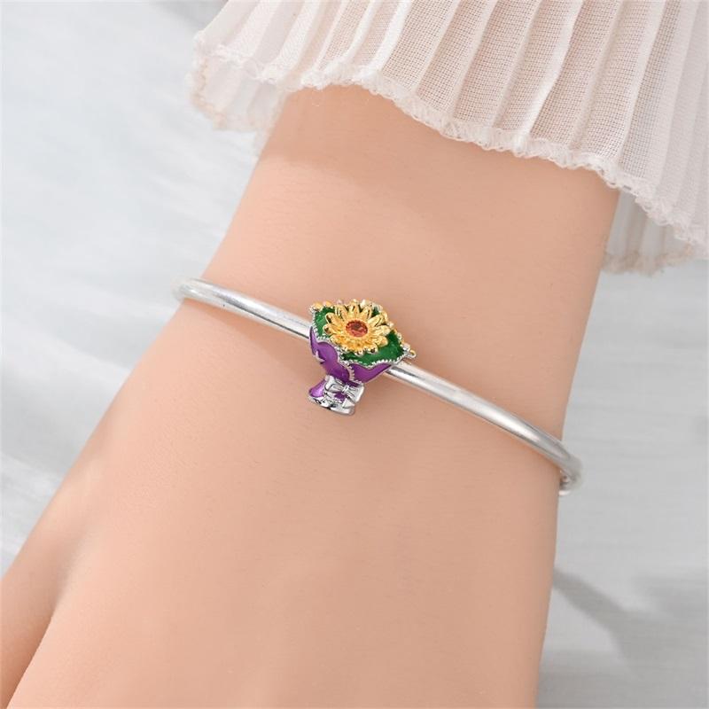 Charms Copper Hedgehog Lucky Clover Rose Cherry Blossom Beads Fit Bracelet Fine Women Diy Jewelry Gifts