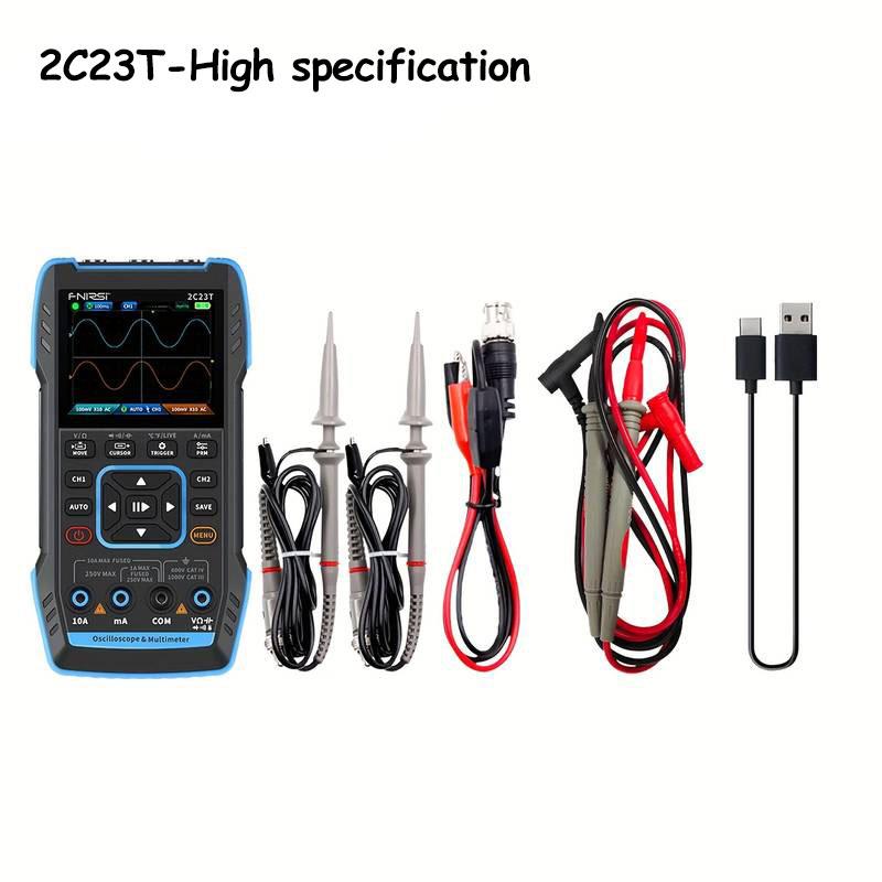 2C23T Handheld Digital Oscilloscope Multimeter + Function Signal Generator 2023 Latest 3in1 Dual Channel 10MHZ*2 50MS/s