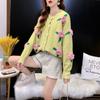 Autumn and Winter New Loose Crew Neck Knitted Cardigan Women's Fashion Three-dimensional Flower Outside Sweater Jacket Tide