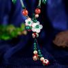 Chinese style retro short collarbone chain freshwater pearl agate glazed classical pendant simple temperament necklace women