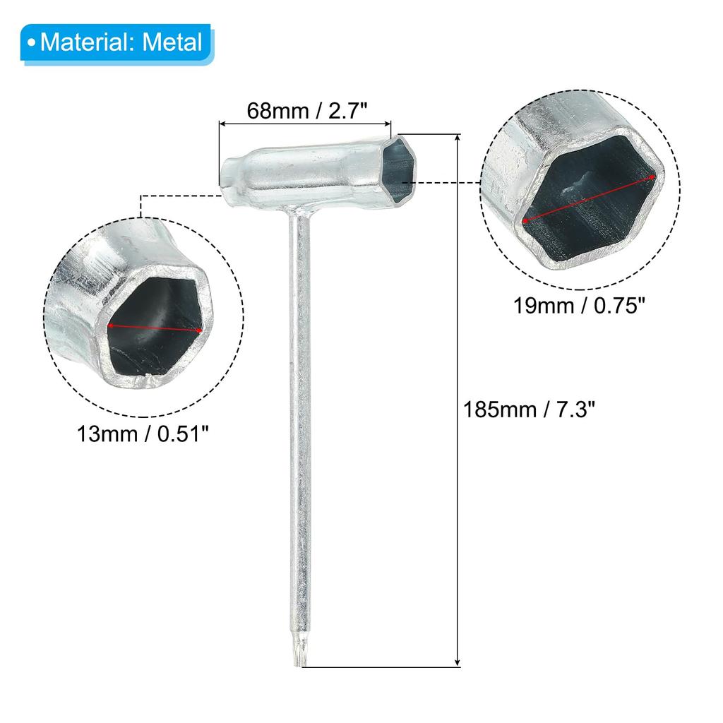 PATIKIL 13mm X 19mm Chainsaw Tool Wrench Chainsaw Combination Hex Spark Plug Chainsaw Silver (3-Piece Set) - T-Wrench, Wrench, Socket, Nut,