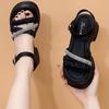 2025 New Women's Sandals One-button Summer Sweet Fashion Thick-soled Non-slip and Thin Versatile Open-toed Roman Shoes