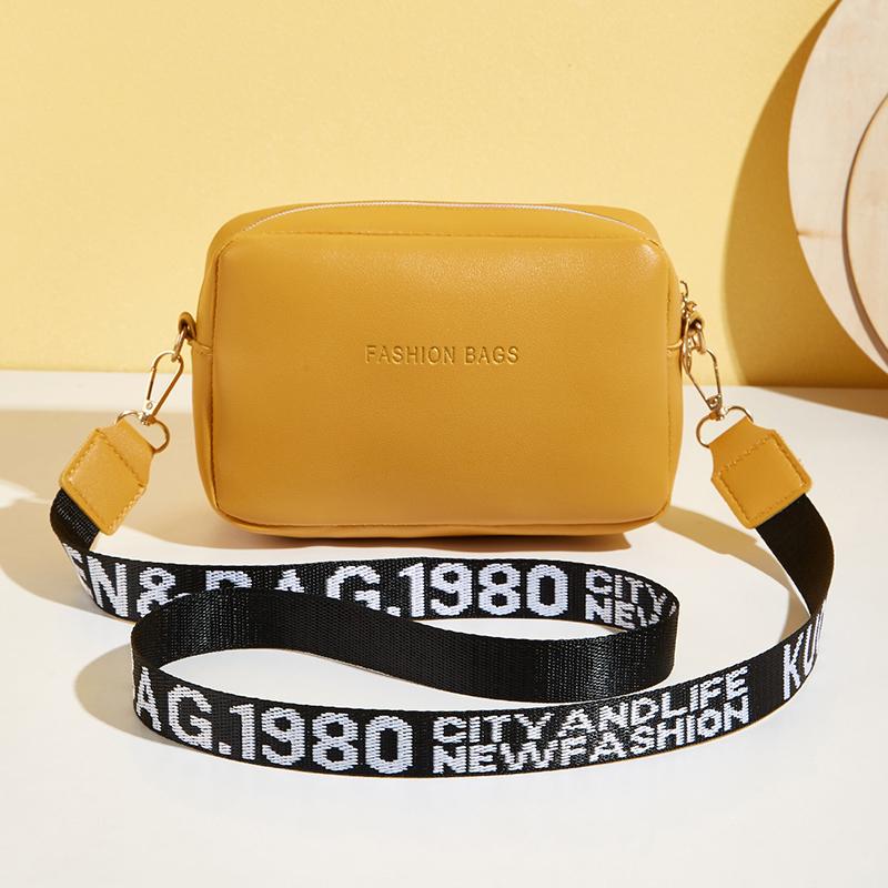 Mode Lille Firkantet Taske Til Kvinder PU Læder Skulder Messenger Taske Bogstav Rem Crossbody Taske Trendy Håndtaske