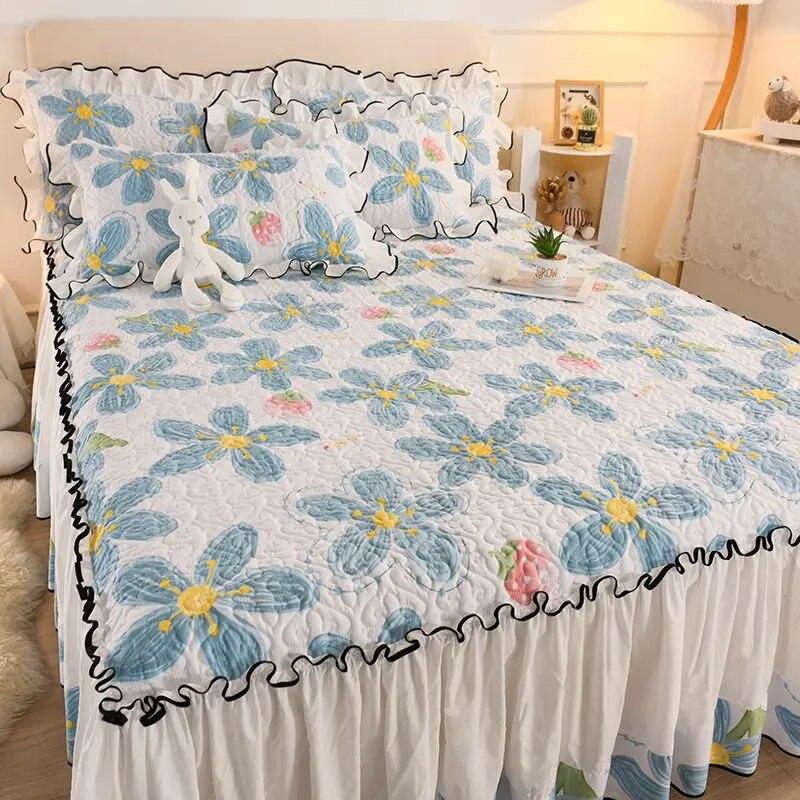 Korean Princess Style Thickened Quilted Bed Skirt Bed Sheet Pillowcase Single Piece with Skirt Edge Bed Skirt for All Seasons