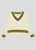 JUNECI SPORTS CLUB Jsc V-Neck Cable Preppy Knit (Ivory)