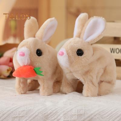 Giocattolo di peluche elettrico coniglio interattivo che salta, si contrae, scuote le orecchie, giocattolo di peluche per bambini, educativo, per bambini, per il tempo sulla pancia, che gattona
