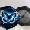 1 Stück Schmetterling Nacht Automatisches Öffnungs-/Schließschirm mit Winddichtigkeit, stabiles Dach mit 8 Speichen, langlebige Speichen, modisches Design, Outdoor-Accessoire, lustiger Prin