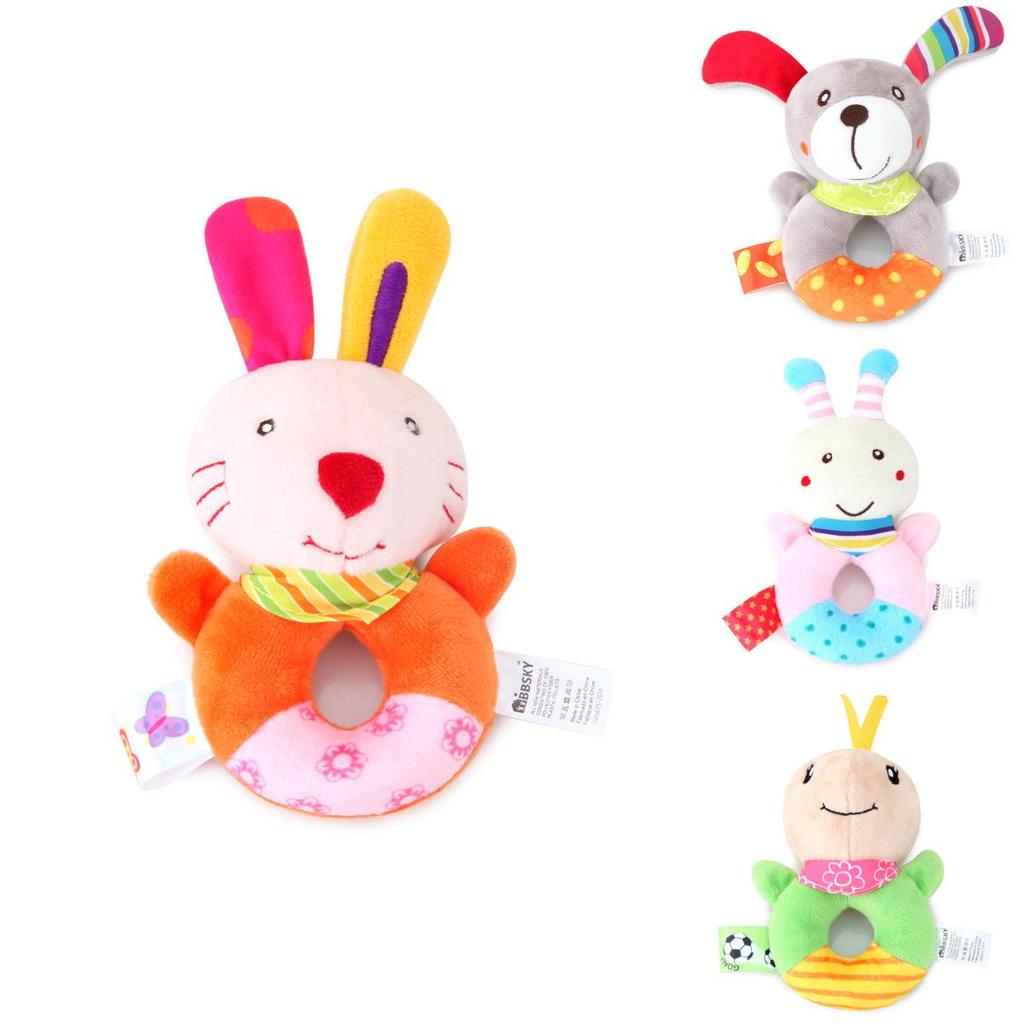 Bbsky Cute Animal Dog Rabbit Rattle Stick Baby Plush Hand Shake Bell Toy Newborn 0-1 Year