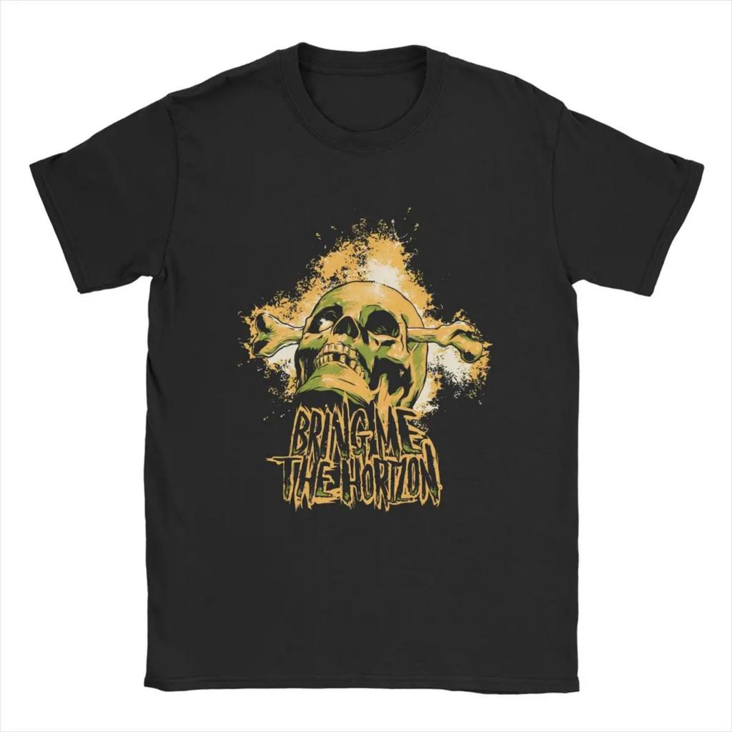 Bring Me The Horizons Rock Men T Shirts Gothic Metal Band Novelty Tees Short Sleeve Crew Neck T-Shirt Cotton Plus Size Clothes