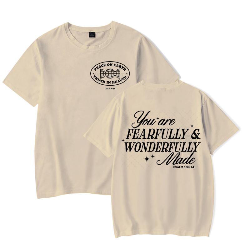 Gift for Christian Tshirt You Are Fearfully Wonderfully Made Graphic T Shirts Women Funny Religious Christian Faith Tee Shirt