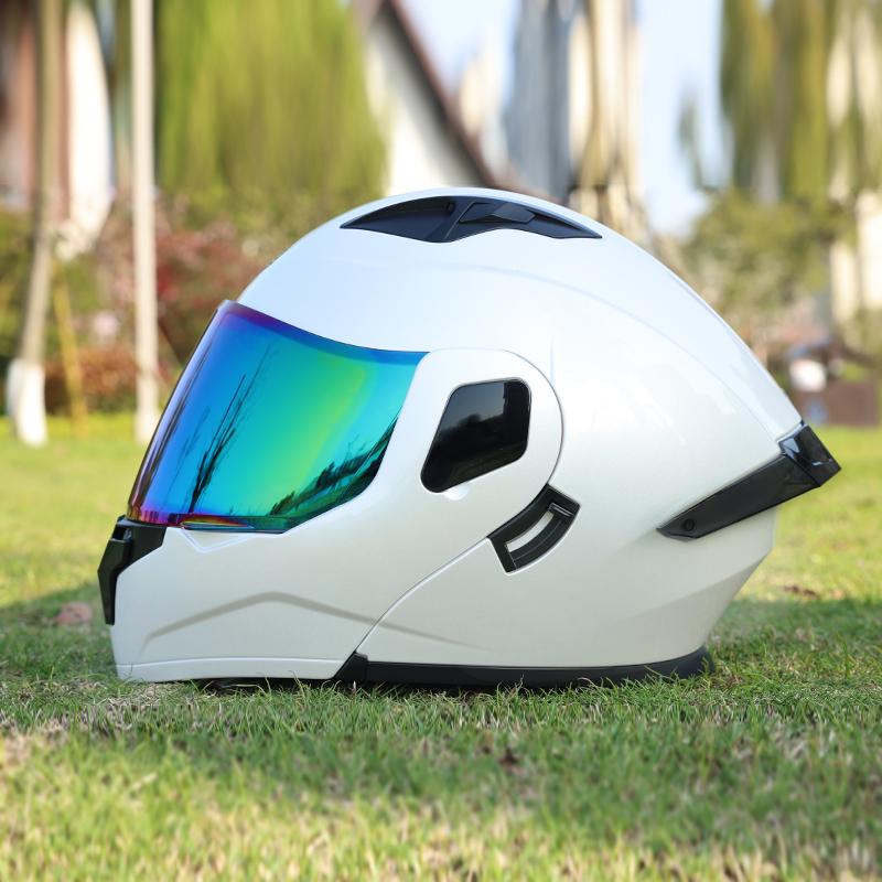 ORZ Flip Up Motorcycle Helmet Modular Full Face Dual Visor DOT Approved Street Bike Touring Crash Helmet