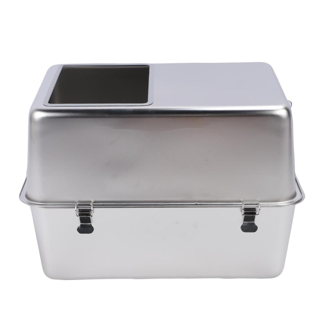 Enclosed Metal Cat Litter Box with Lid Scoop Large Capacity Prevent Splashing Top Entry Stainless Steel Cat Toilet For