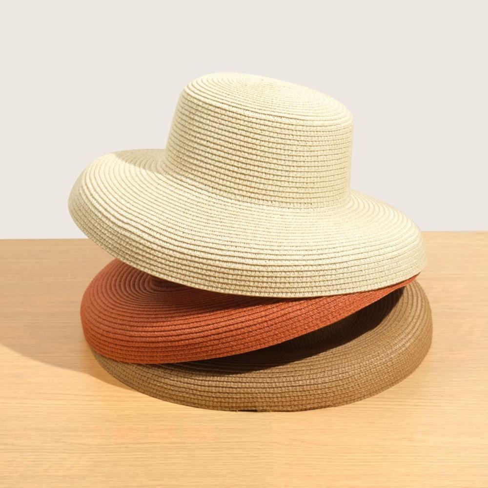 Sunscreen Hepburn Wind Sun Hat Sun Protection Straw Hat Hot Sale Folding Beach Hat  Travel