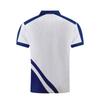 Men's White Blue Dot Print Half Zip Polo Shirt - Casual Short Sleeve Summer Top