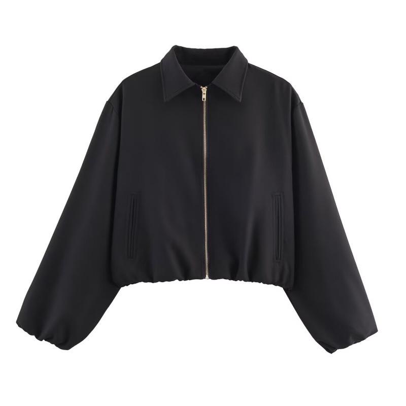 Women's Casual Solid Color Zipper Puffy Jacket Coat