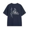Li-Ning Comfortable Casual Simple Moisture-Wicking Printed Drop-Shoulder Loose Short Sleeve T-Shirt Unisex Tops Deep-Dark-Blue AHSV177-4