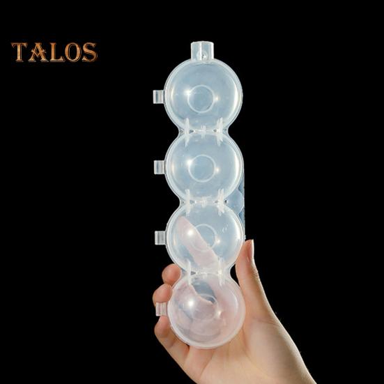 Isbollsform 4 Hål Rund Iskubform Lätt Fyllning Släpp Isbollsform med Silikonlock för Whiskey Cocktails