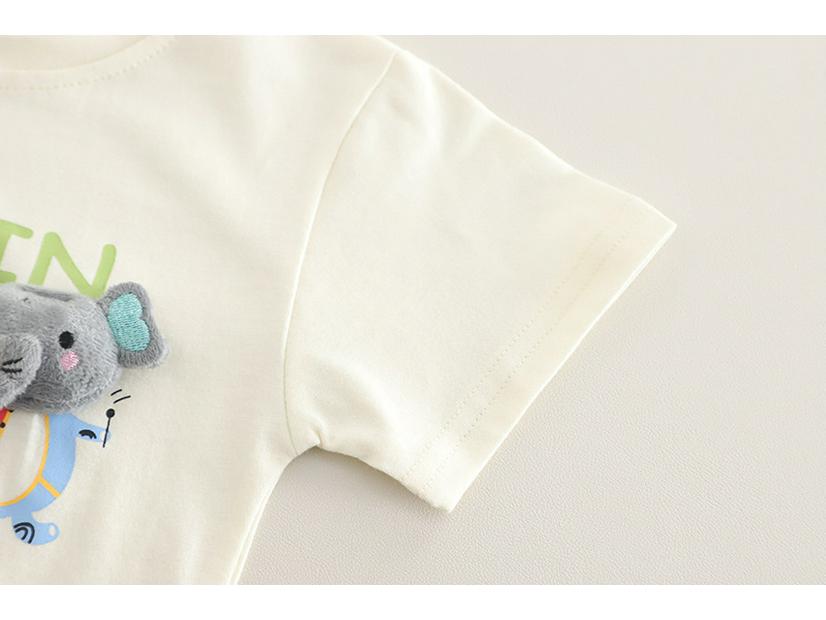 2025 Summer Boys' Cartoon T-shirt & Denim Shorts Set