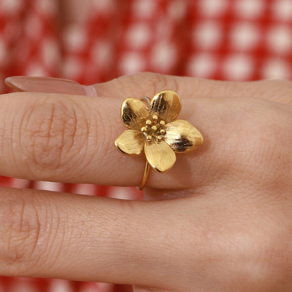 Arrivals Stainless Steel Flower Adjustable Open Ring PVD Plated Arrivals Jewelry Recommend Accessories 2025