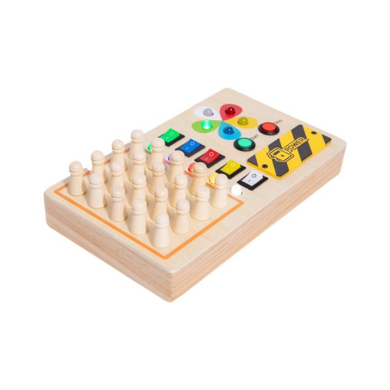 Children's Early Education Wooden Led Light Switch Busy Board Memory Chess Toy Hands-on Wooden Toys