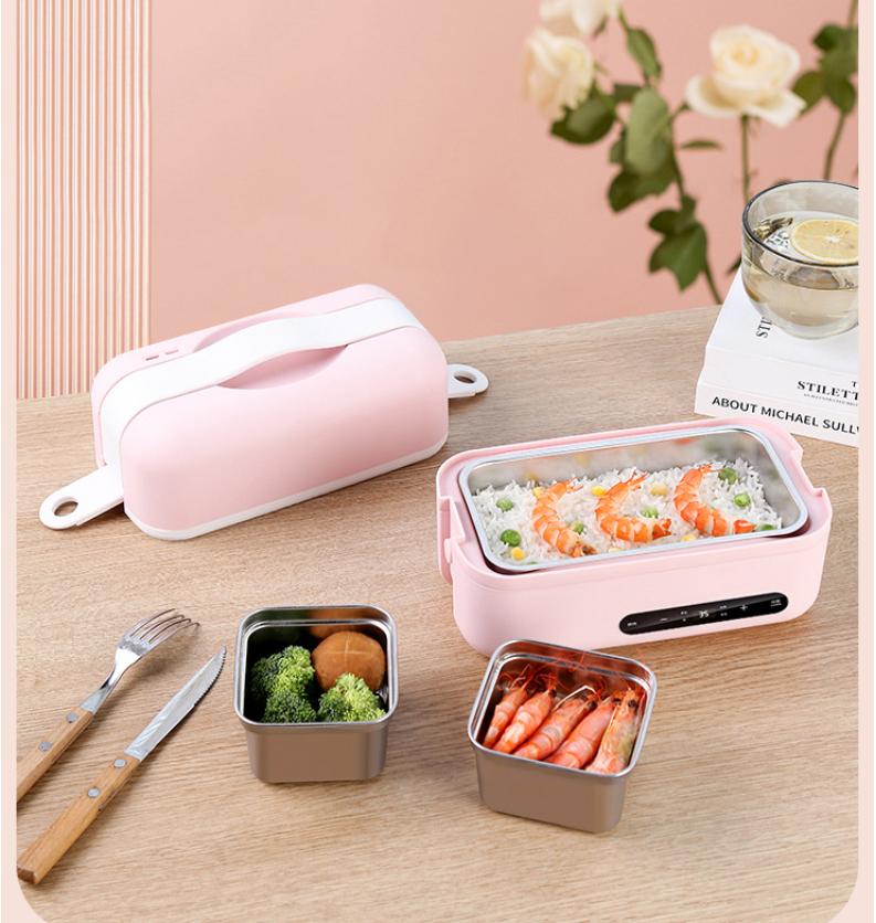 Double-Deck Steaming and Boarding Heating Lunch Box, Plug-in Insulation, Portable Self Heating Lunch Box for Office Workers