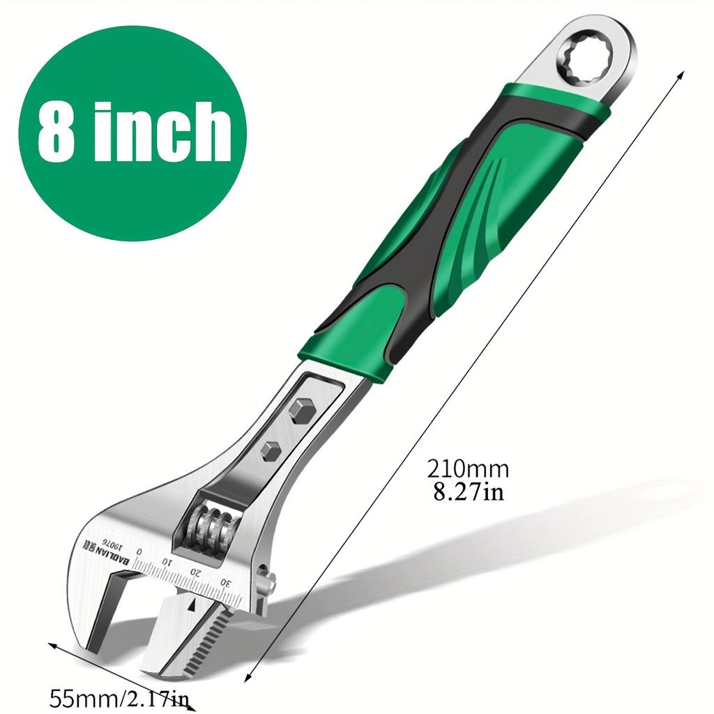 8/10/12Inch Adjustable Wrench Wide Jaw Opening Precise Jaw Design Grips Tight-Even in Tight Spaces