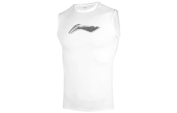 Li Ning Tank Tops Men s White Crew Neck Moderate Straight Fit YUDU011-1 175