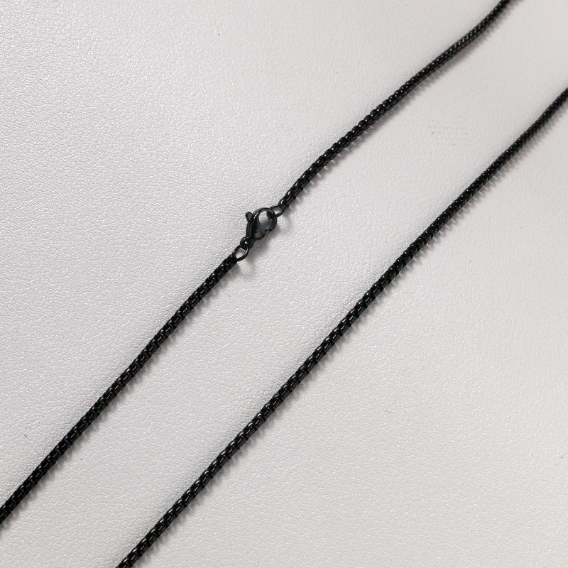 Stainless Steel Pearl Necklace with Titanium Thick Chain - Men's Minimalist Snake Bone Design