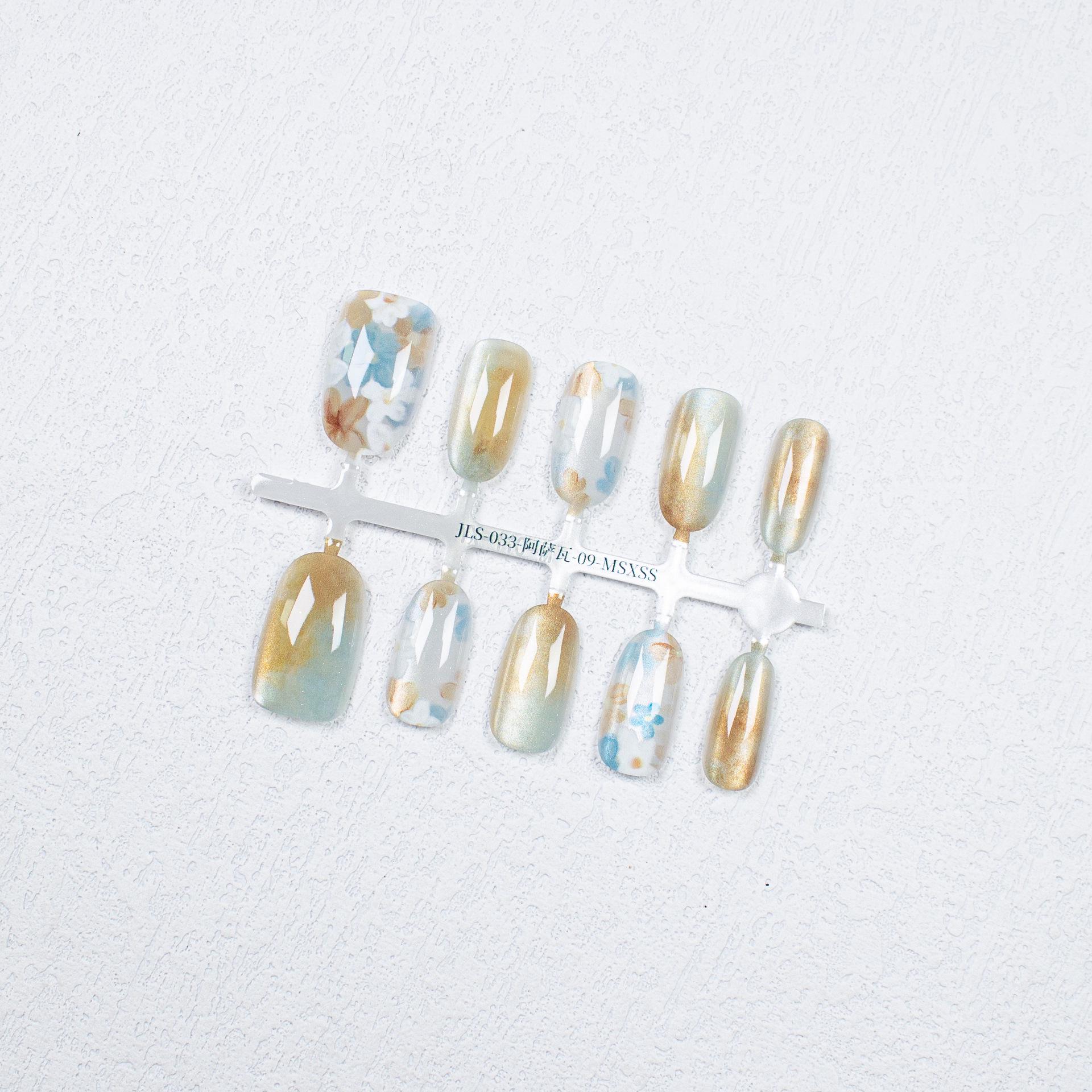 

Jiaolong Crystal Cat Eye Manicure: Handmade Spring/Summer Wearable Nail Art Tips Small