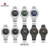 Naviforce Men Dual Time Watch Quartz Movement LCD Digital Chronograph Luminous Hands Stainless Steel Strap Waterproof Men Watch NF9278