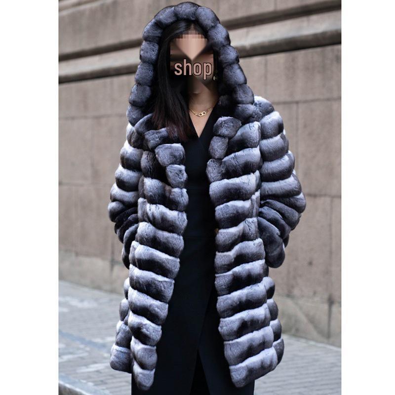 Women's Hooded Imitation Mink Fur Winter Coat – Thick, Warm, Casual Mid-Length Windbreaker
