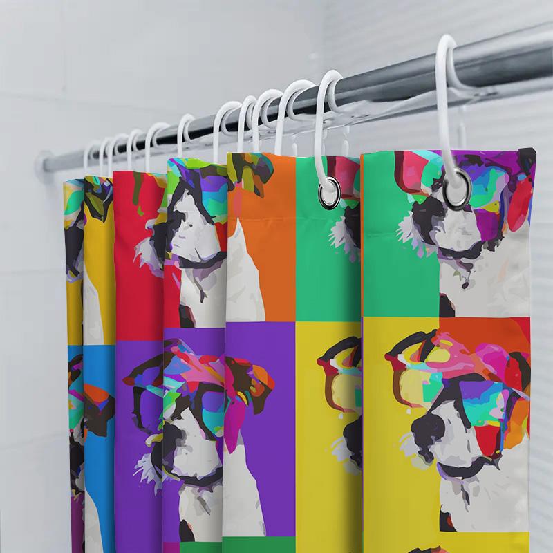 Adorable Dachshund Love Hearts Blue Shower Curtain For Bathroom Decor High-Quality Fabric Waterproof Design Suitable For Pet Lov