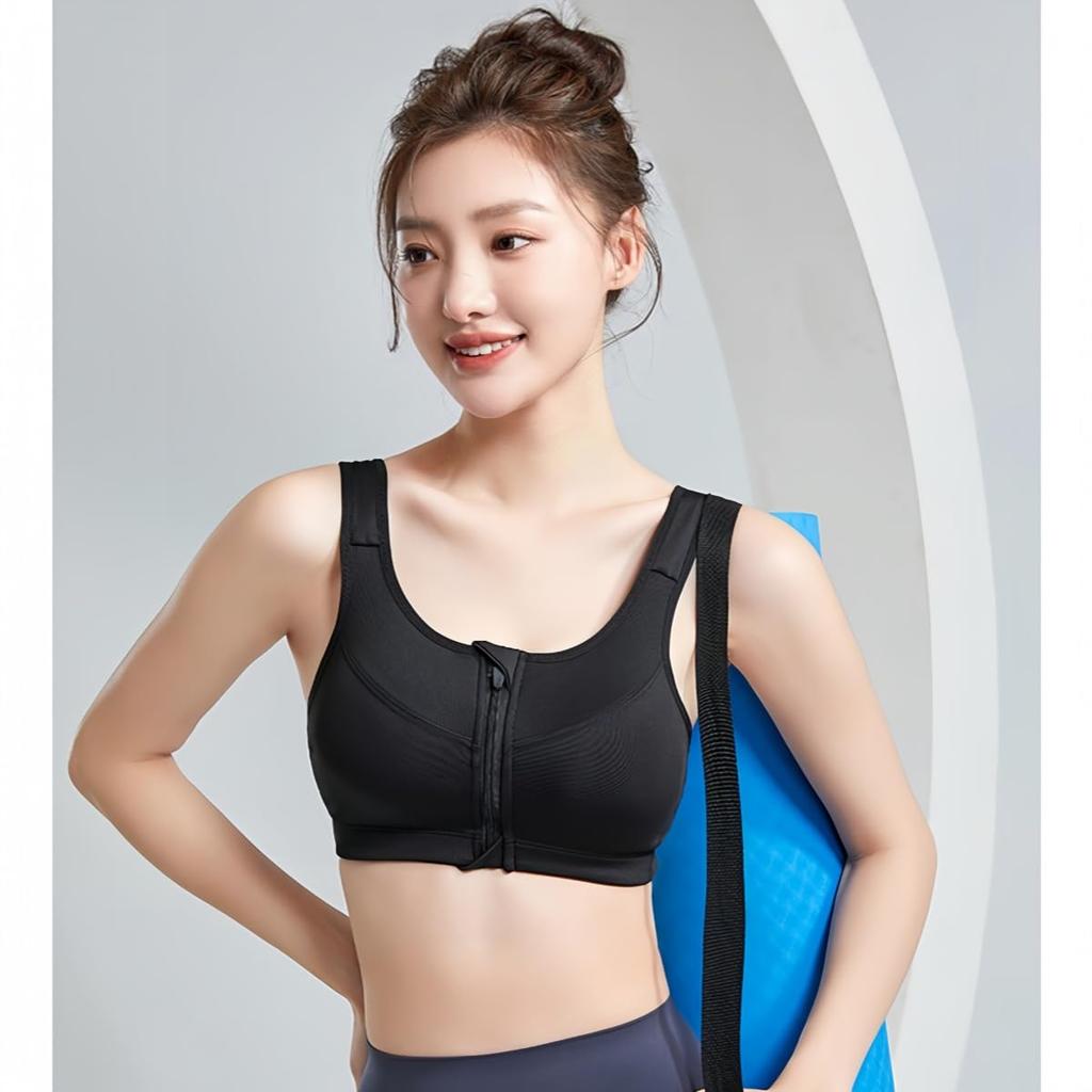 BlueBOA Sports Plus Front Molded Easy Size L Bra, Non-Slip, Front-Opening, Sweat-Wicking, Quick-Drying, Wireless, Sizes, Stretchy, Breathable,