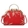 Boho Chic Floral Embroidered Shoulder Bag for Women Metal Handle Purse with Chain Strap Party Gift