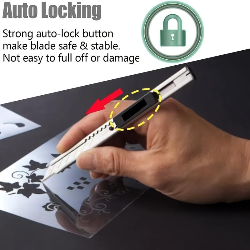 Stainless Steel Lockable Cutting Knife Small Portable Office Supplies Metal Paper Cutting Knife