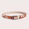 1pc Mao Mao Belt Millennium Style Retro Square Buckle Cow Pattern Fake Ma Mao PU Women's Belt Versatile Belt Jeans Pants Belt