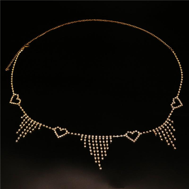 Fashion Versatile Tassel Love Waist Chain European And American Sexy Belly Dance Crystal Waist Chain Waistchain