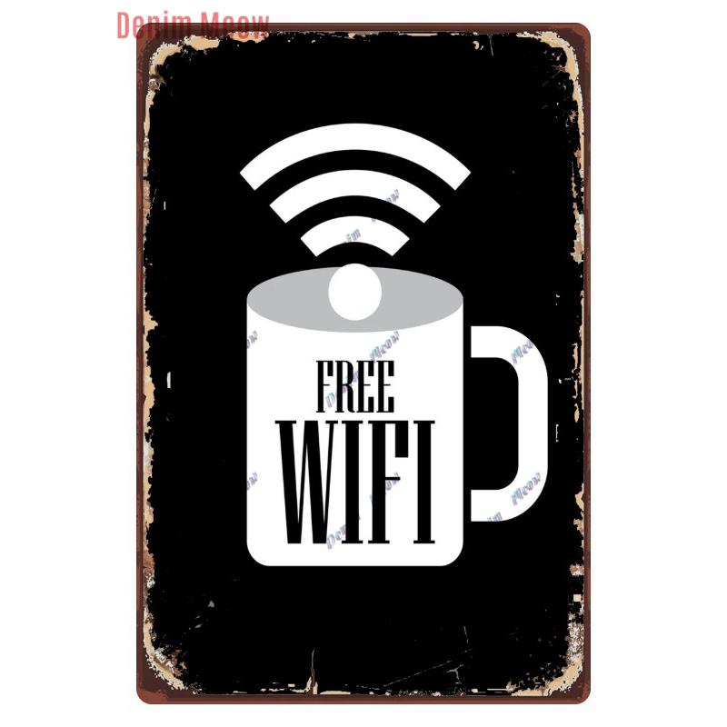 Vintage No Smoking Metal Plaque Free Wifi Tin Sign Public Bar Smoking Area Outdoor Decor Wall Decor WY